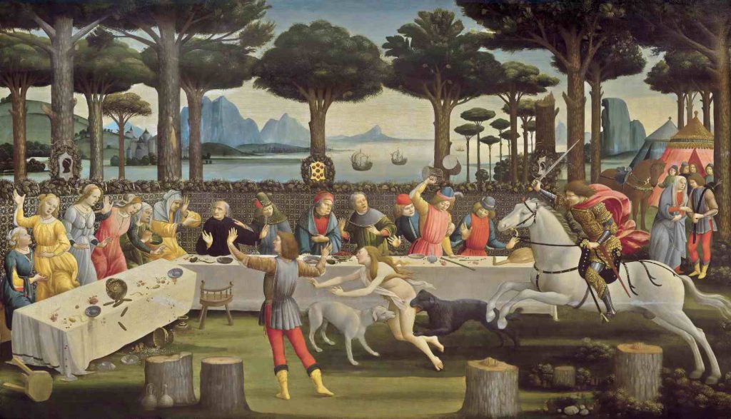Sandro Botticelli, Scene dalla storia di Nastagio degli Onesti, 1483 (Madrid, Museo Nacional del Prado)