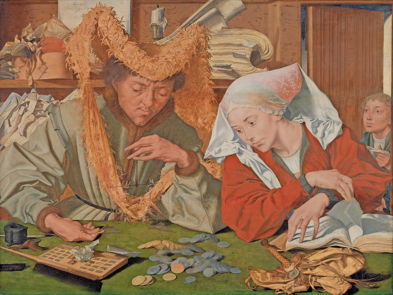 Marinus van Reymerswaele (1490-1546), Il cambiavalute e sua moglie, 1540. (Wikipedia)