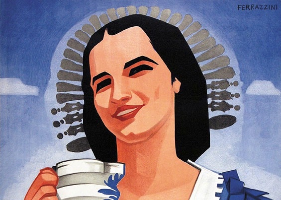 Particolare di manifesto realizzato nel 1938 da Emilio Ferrazzini per la Festa dell’uva a Lugano (da «Manifesti sul Ticino»)