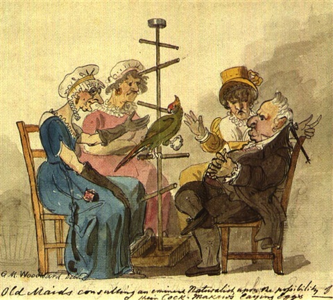 «Vecchie zitelle presso un eminente naturalista», caricatura di George Moutard Woodward (1760-1809) (Keystone)
