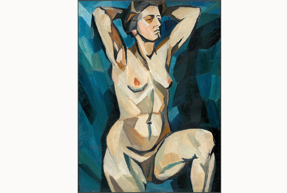 Natalia Goncharova, Modella (su sfondo blu), 1909-1910 (Mosca, Galleria Statale Tretyakov)