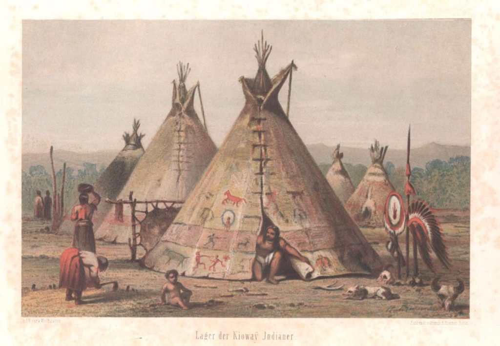 Accampamento di indiani Kiowa, 1858, da B. Möllhausen, Tagebuch einer Reise (Keystone)