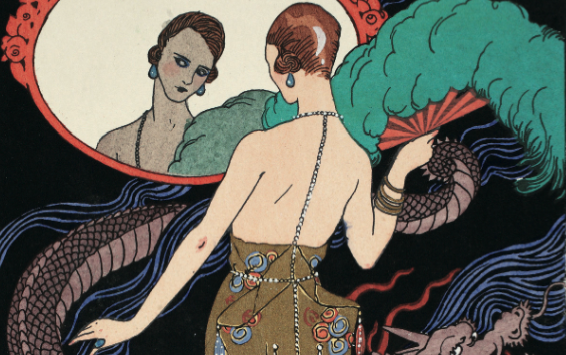 Robe du soir de Jenny, Francia, Parigi, da «La Guirlande des mois» 1919-1920 (Signée George Barbier © The Stapleton Colection / Bridgeman Images)