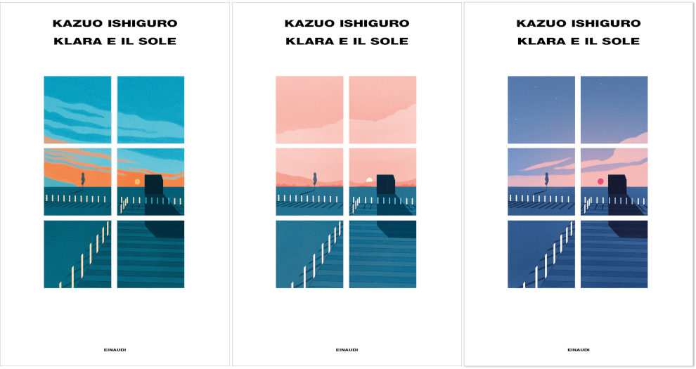 Le tre versioni volute da Einaudi per la copertina del libro di Ishiguro
