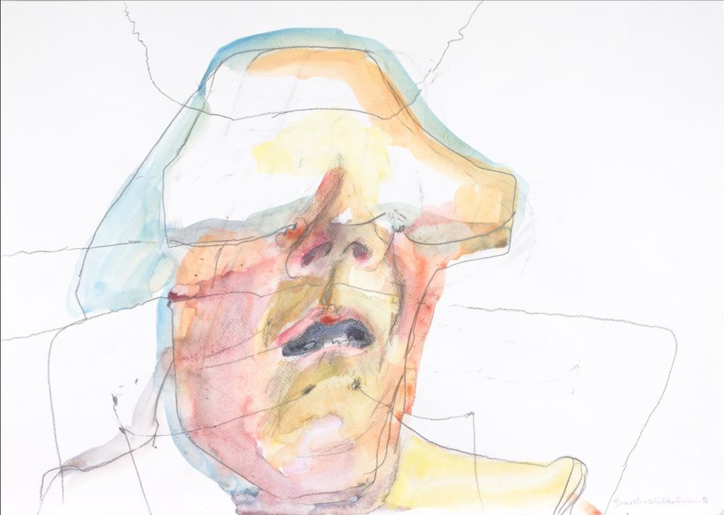 Maria Lassnig, «Gesichts-schichtenlinien», 1996 (© Maria Lassnig Stiftung)