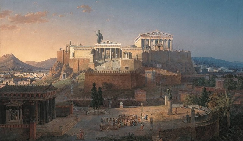 Leo von Klenze, Ricostruzione dell’Acropoli e Aeropago ad Atene, 1846 (Wikipedia)