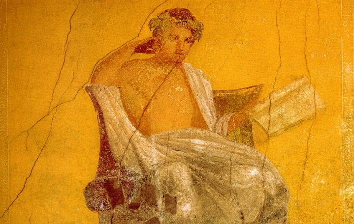 Menandro rappresentato in un affresco a Pompei (Wikipedia)