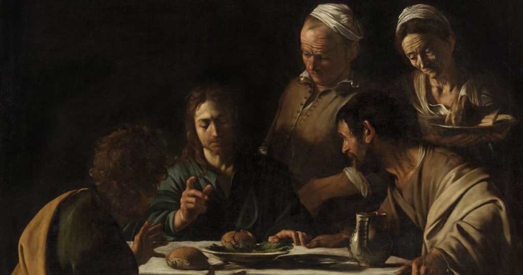 Caravaggio <i>Cena in Emmaus</i>, dipinto esposto alla pinacoteca Brera