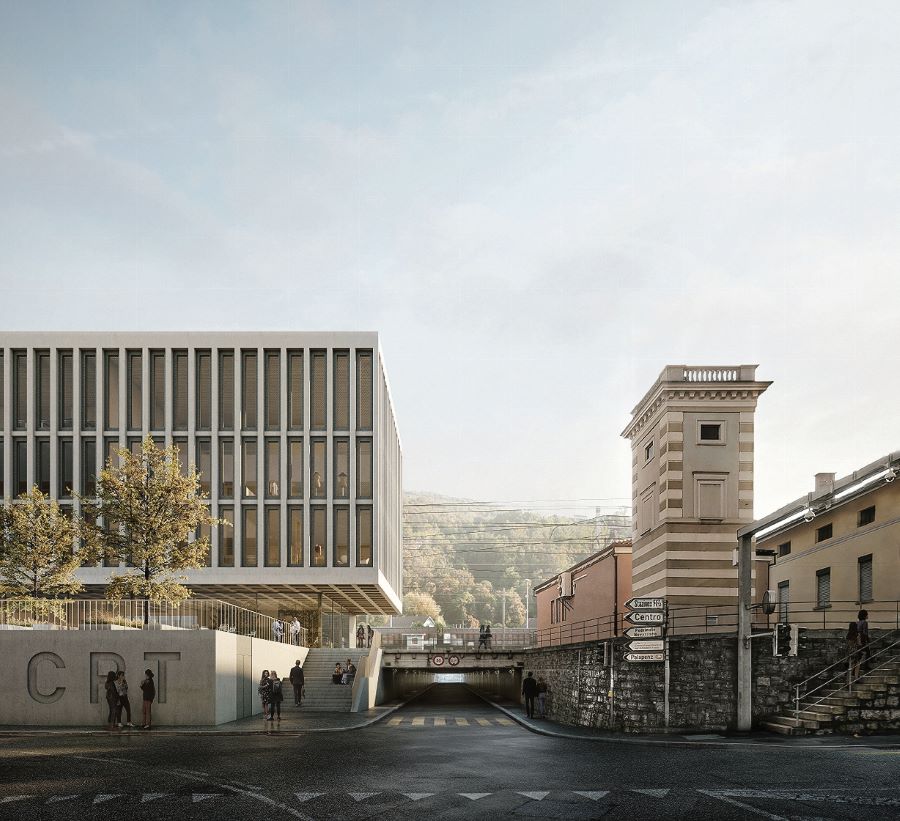 Ecco come sarà la futura sede del Centro professionale tecnico del settore tessile a Chiasso (© boltas bianchi architetti / filippo bolognese images)