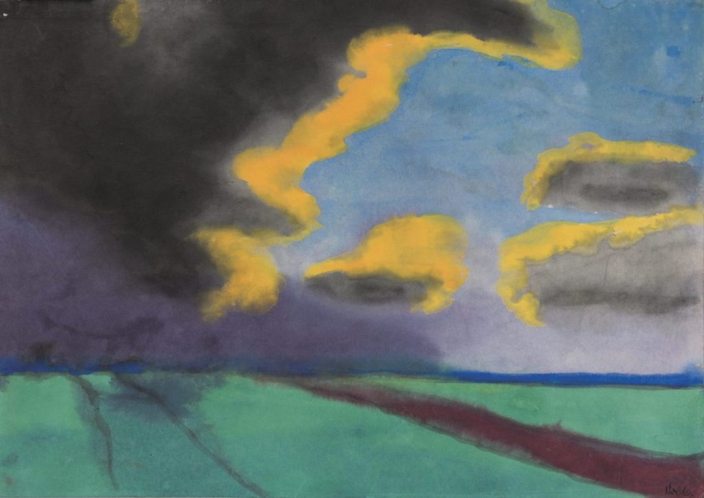 Emil Nolde, «Weite Landschaft mit Wolken», senza data. (Kunstmuseum Berna, lascito C. Gurlitt 2014, provenienza in fase di accertamento, al momento nessun sospetto che si tratti di arte trafugata © Kunstmuseum Bern)