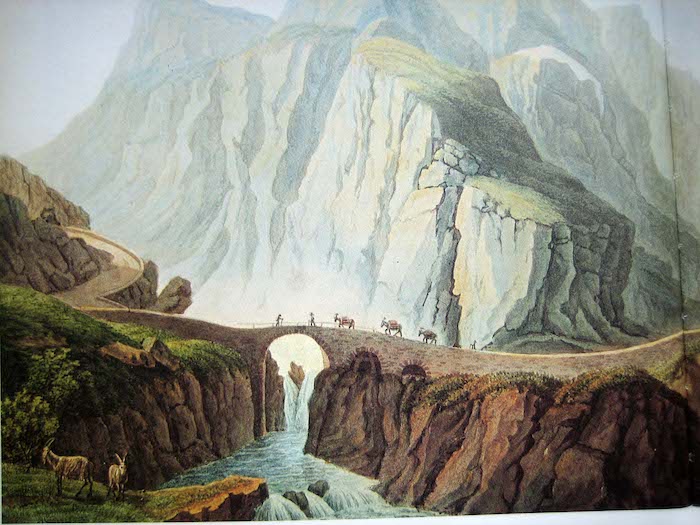Un'antica stampa del Ponte del Diavolo (Wikimedia)