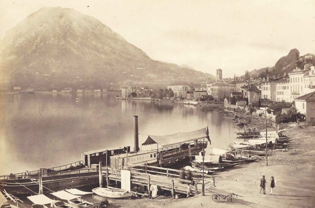 Un’immagine del lungolago prima dell’arginatura, cominciata negli anni 60 dell'800 (Archivio storico della Città di Lugano)