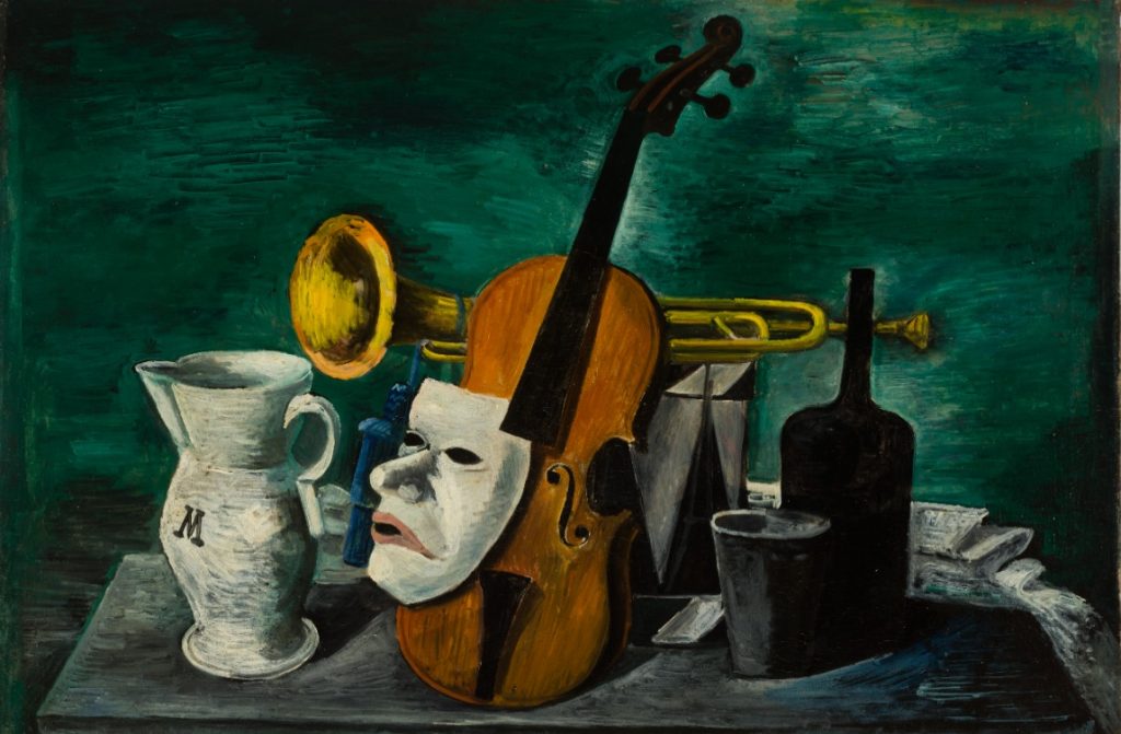 Wilhelm Schmid, «Natura morta con maschera», 1930 ca. (MASI, Lugano. Collez. Città di Lugano. Donazione W. e M. Schmid; foto: Alexandre Zveiger)