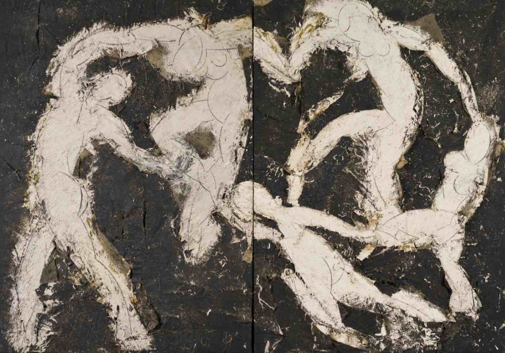 Manolo Valdés, La Danza, 1987-88, Tecnica mista su tela di juta (Collezione privata © Manolo Valdés – ProLitteris Zurigo / Foto Enrique Palacio)