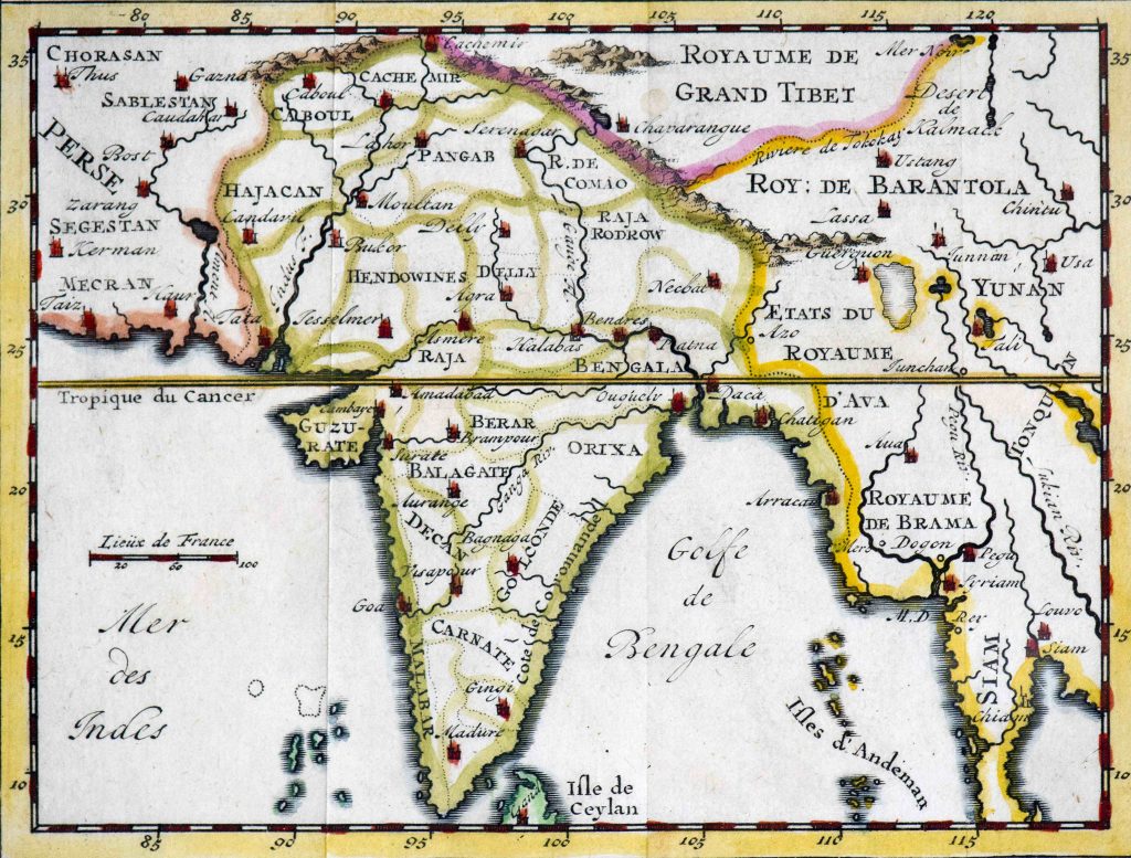 Una cartina dell'India e dei reami confinanti del 18.esimo secolo (Keystone)