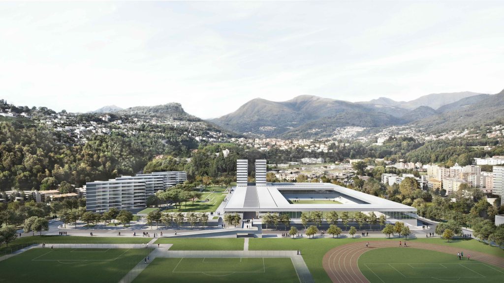 Rendering del Nuovo Quartiere Cornaredo, con le due torri contestate (Ti-Press)