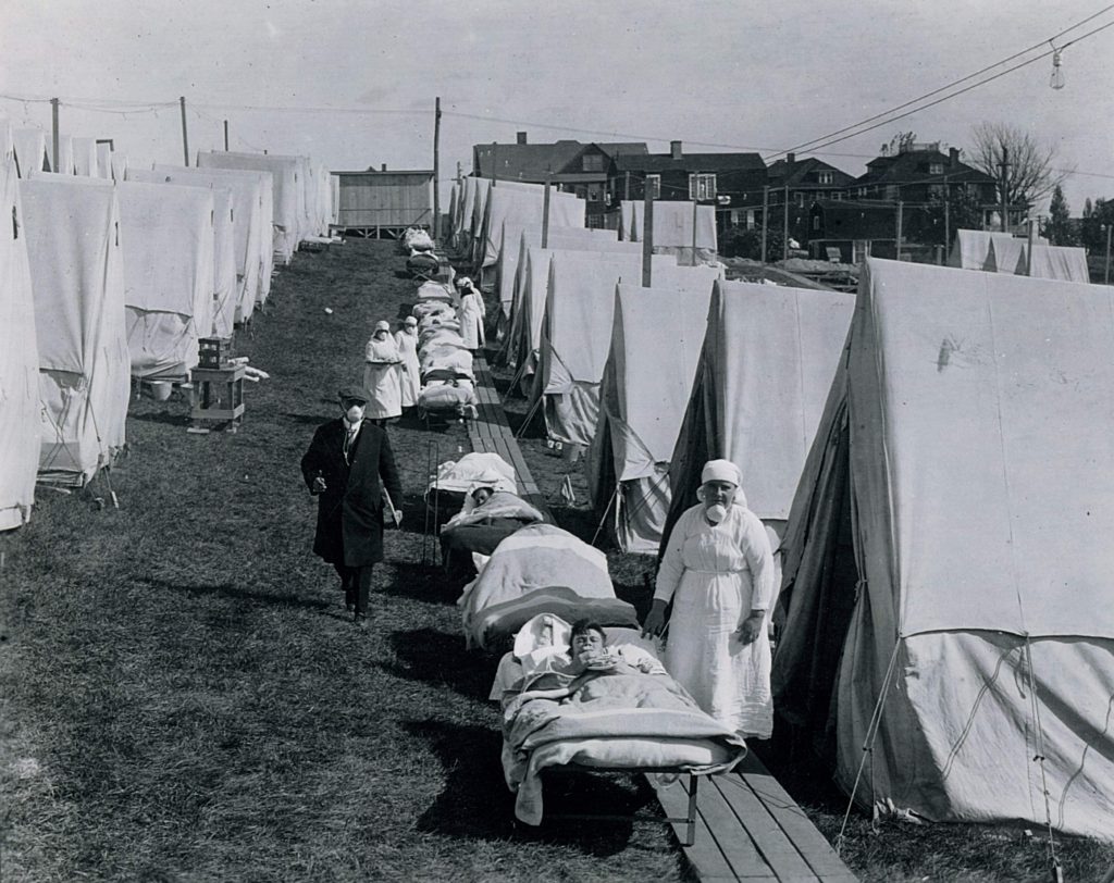 Un ospedale improvvisato negli Stati Uniti durante l’epidemia di Spagnola (Keystone)