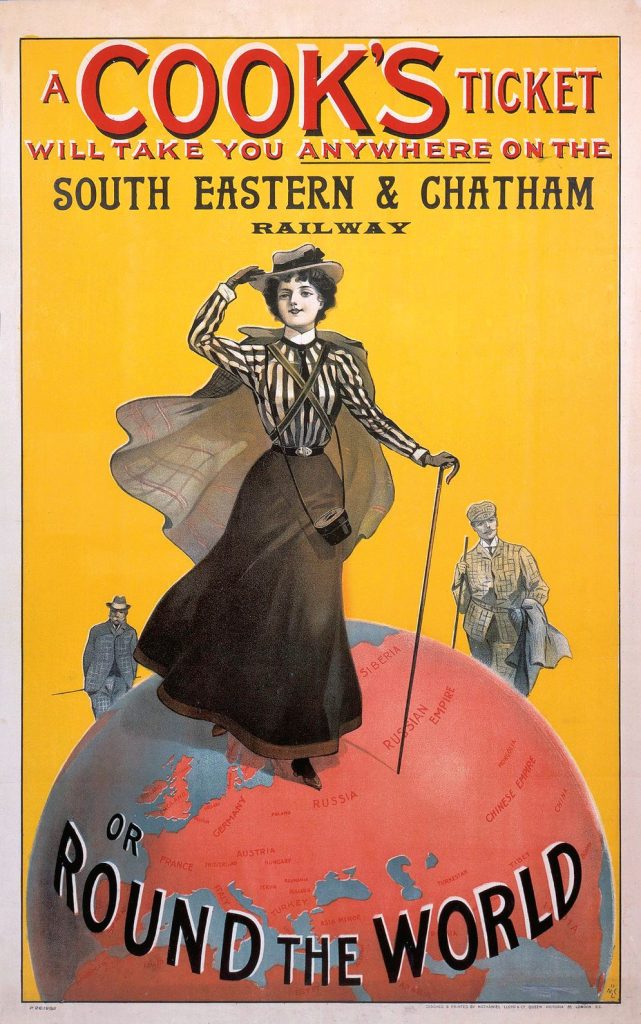 Pubblicità per l’agenzia di viaggi Thomas Cook, circa 1902