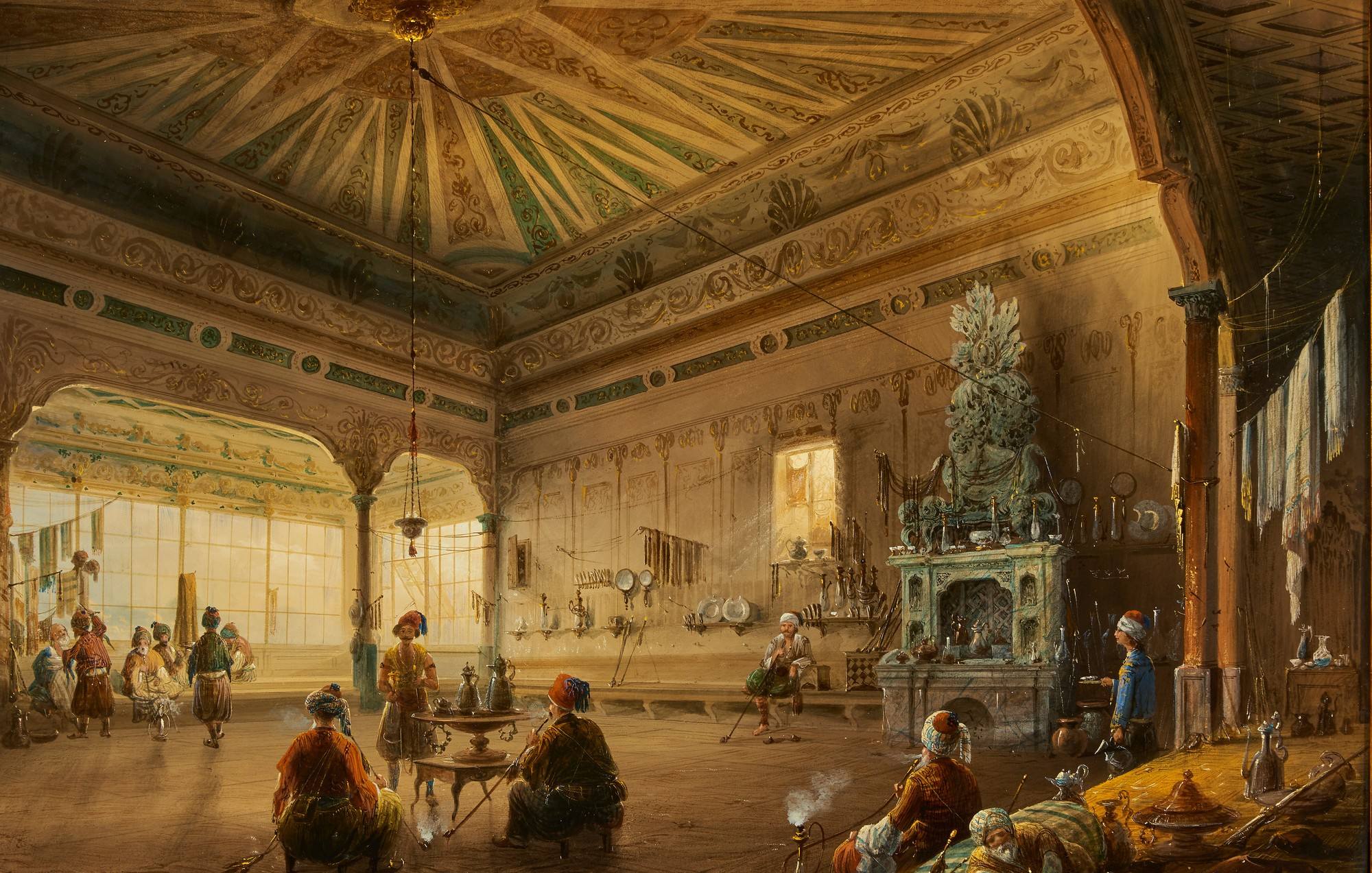 Carlo Bossoli, Interno di un caffè a Galata, 1847
(Vedano al Lambro, Collezione Litta)
