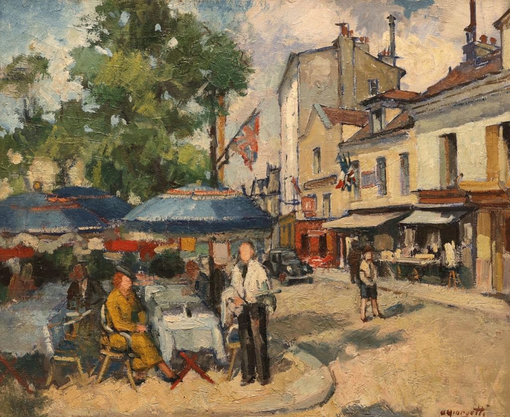 Angelo Giorgetti Montmartre, Place du Tertre (Parigi), circa 1955
olio su tavola (Collezione Famiglia Giorgetti, Lugano) 
