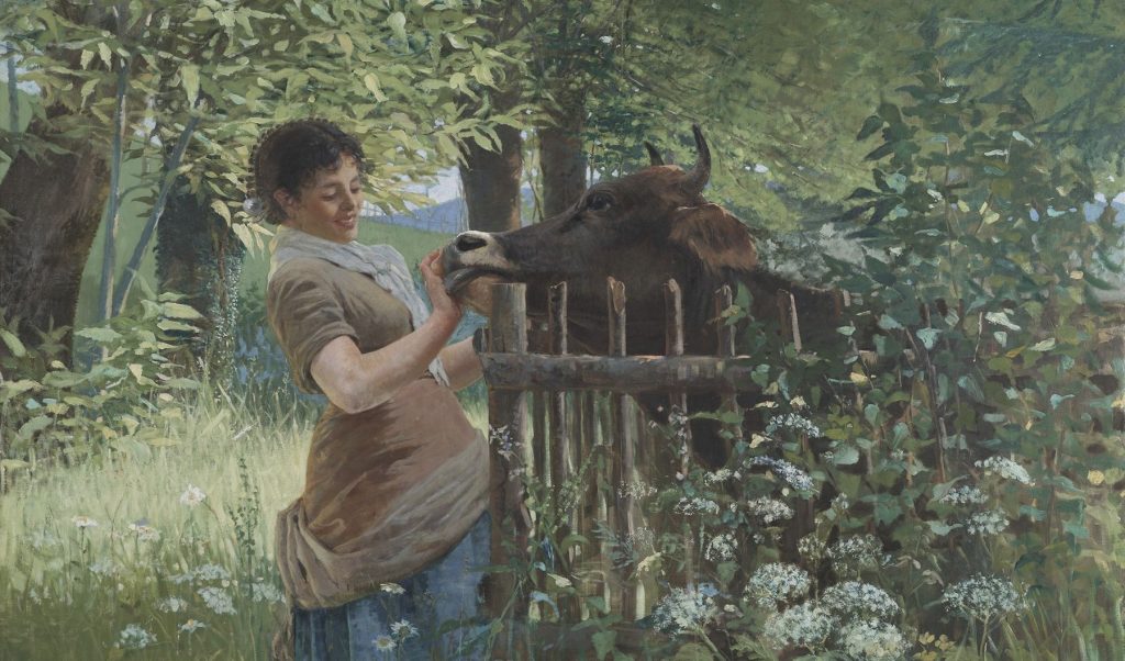 Spartaco Vela, Contadina con mucca, 1882-86 ca., olio su tela, Museo V. Vela, Ligornetto (© MVV / S. Carsana)