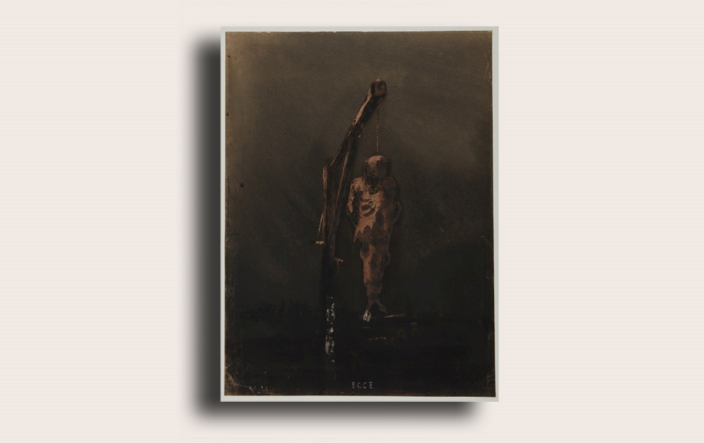 Ecce, Victor Hugo, 1854, inchiostro bruno, carboncino, gauache, su carta beige, cm 41,6x35