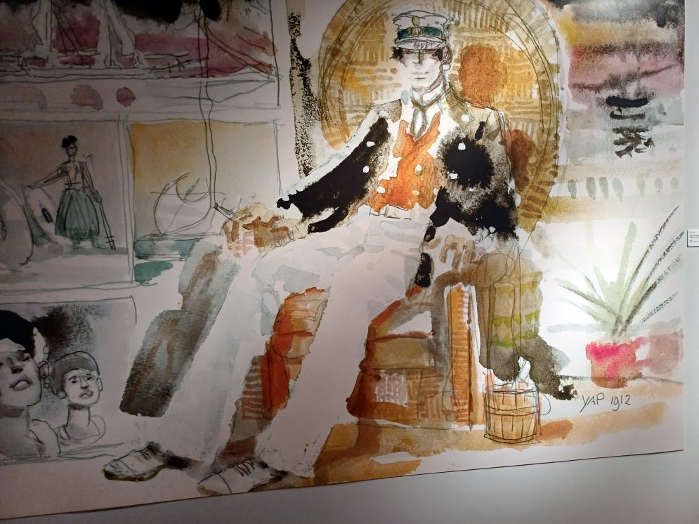 Corto Maltese in "Una ballata del mare salato" (dalla mostra Geografie Immaginarie, Siena)
