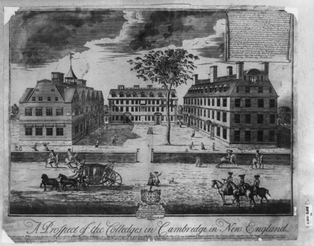 Harvard in un’immagine del 1740 di William Burgis (Wikipedia)