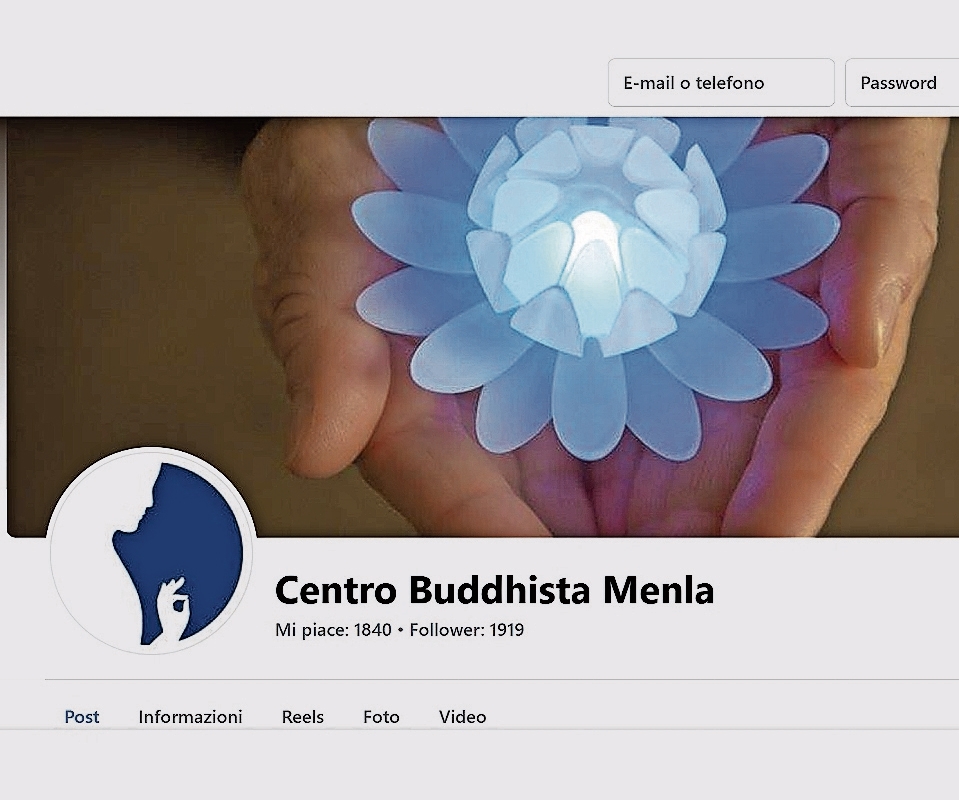 Il profilo Facebook di una comunità buddista in Ticino