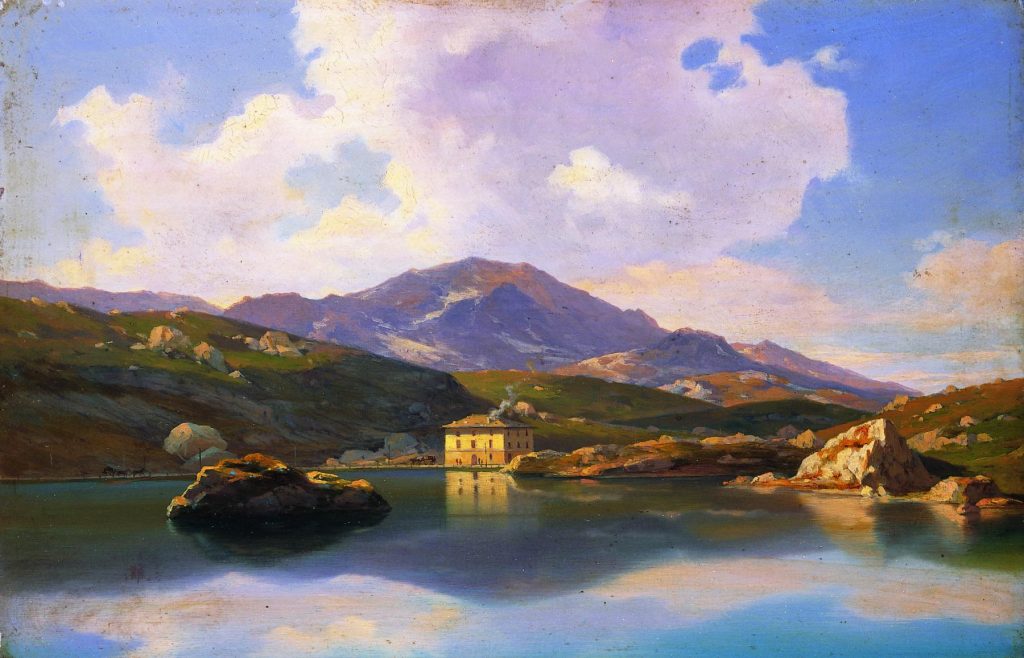 Federico Ashton, Ospizio del Passo di San Bernardino, 1870, Donazione Moretti 1987 (© Museo Villa dei Cedri, Bellinzona) 